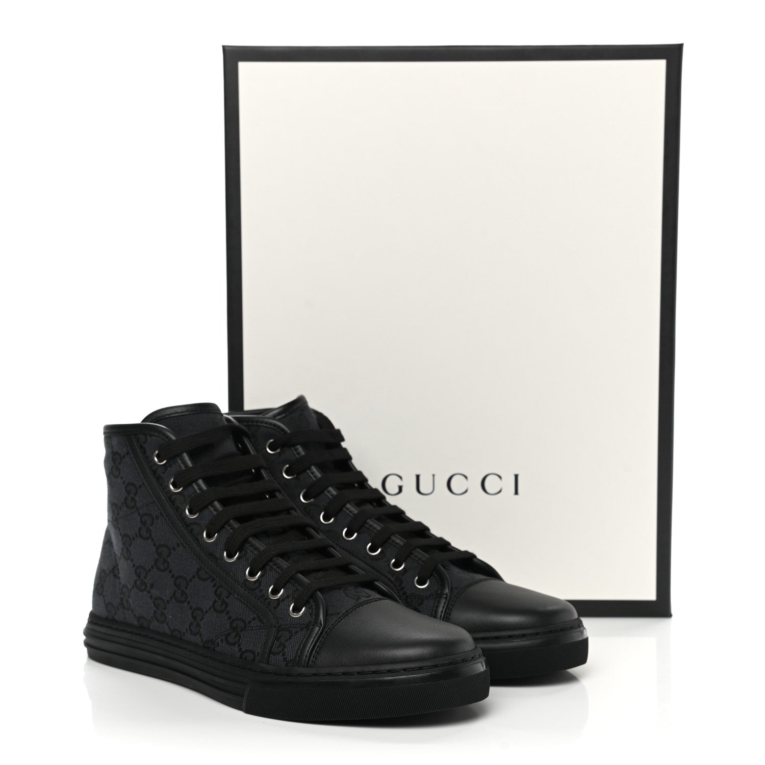 Gucci Monogram Mens High Top Sneakers 6 Black 9 of 9