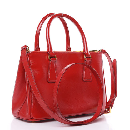Prada Saffiano Vernice Mini Galleria Double Zip Tote Rosso 3 of 12