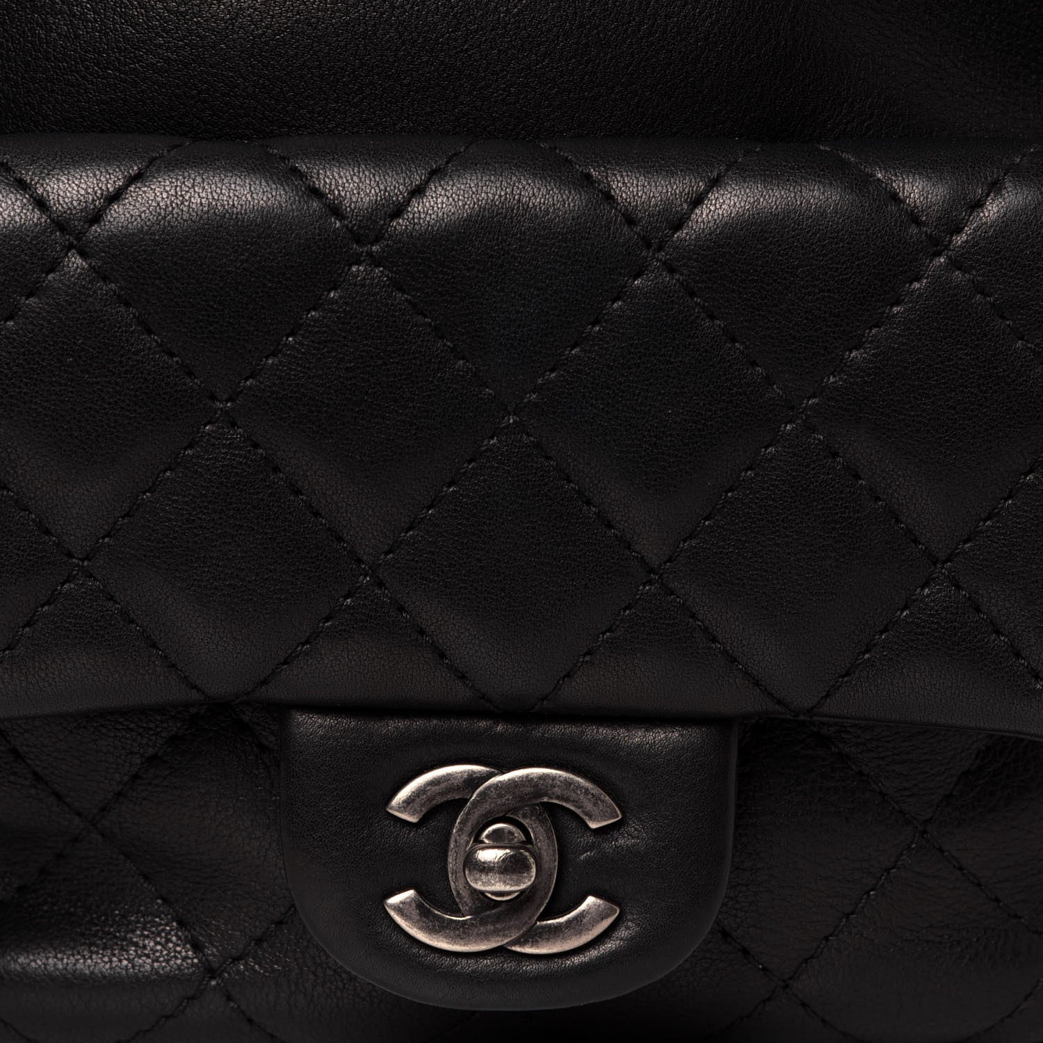Chanel Lambskin Quilted Drawstring Backpack Black 8 of 14