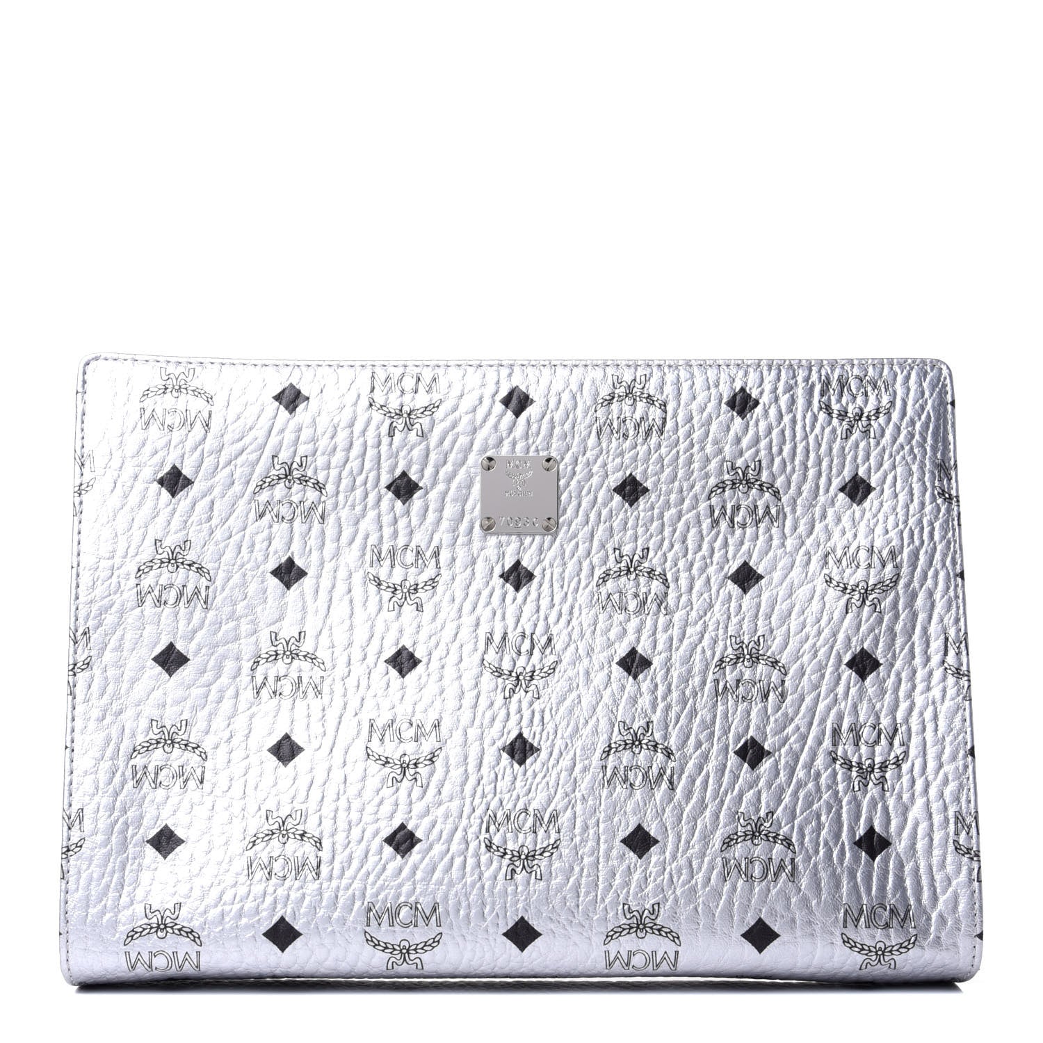 MCM Metallic Visetos Medium Zip Pouch Silver 1 of 4