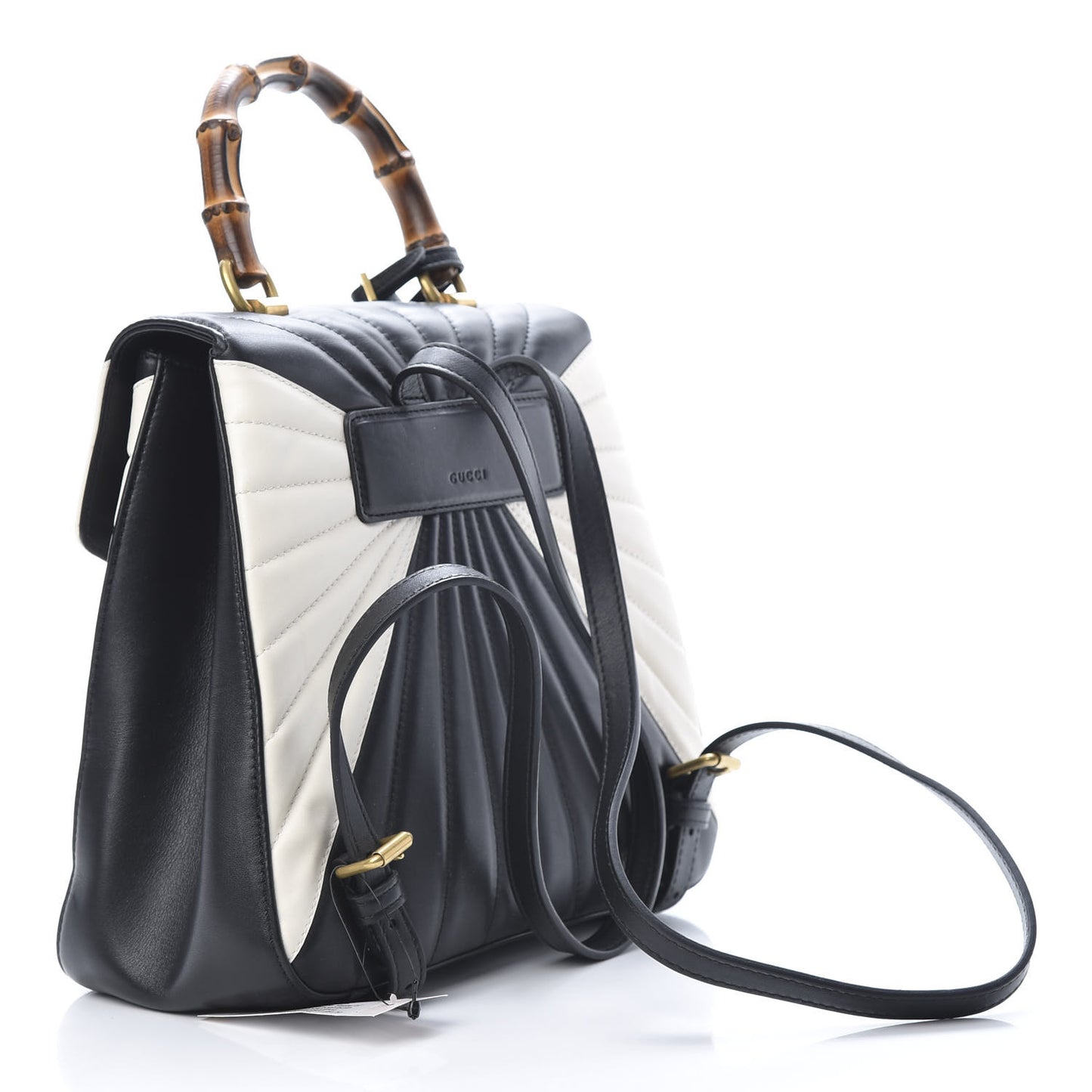 Calfskin Bamboo Trapuntata Queen Margaret Backpack Mystic White Black