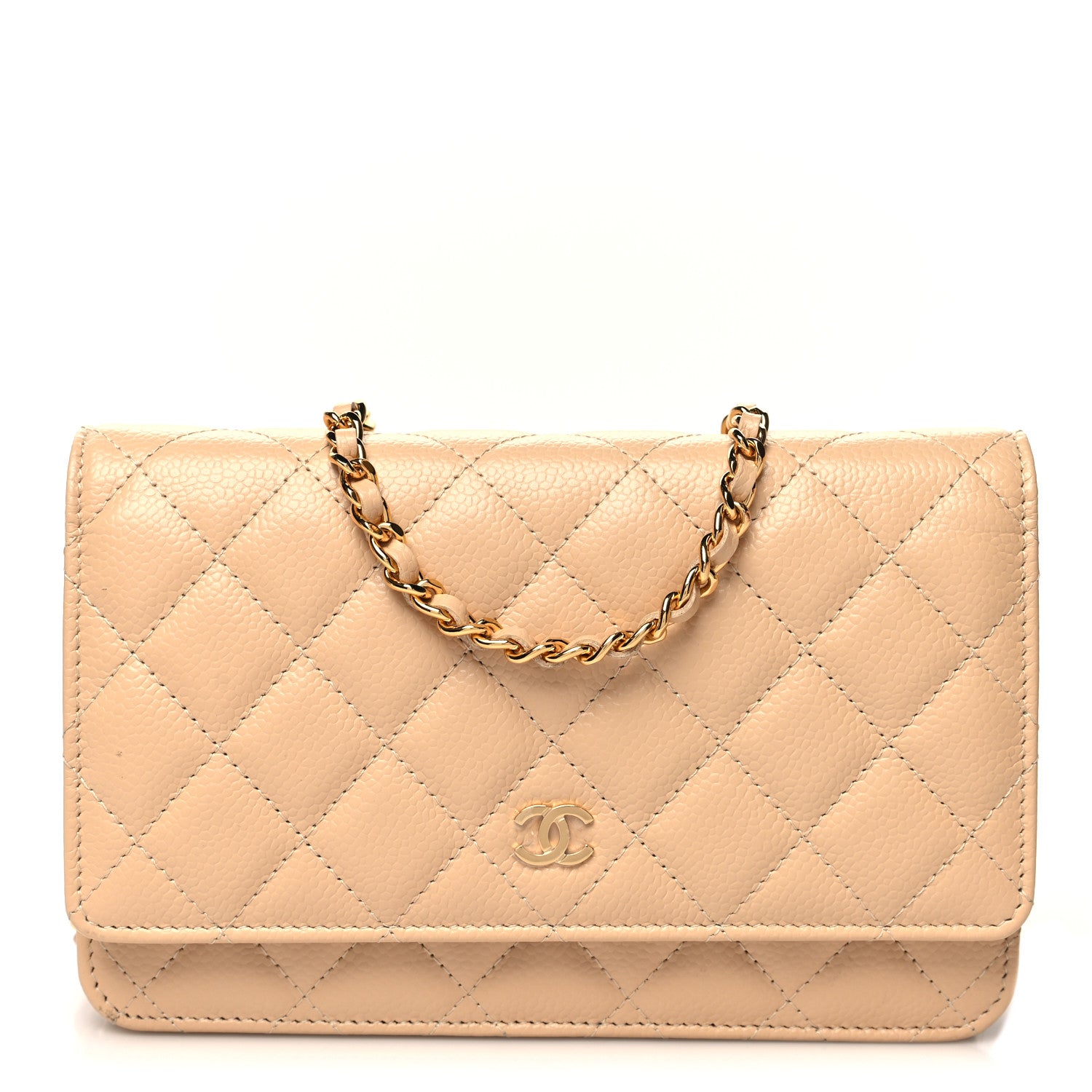 Chanel Caviar Quilted Wallet On Chain WOC Beige 1 of 12