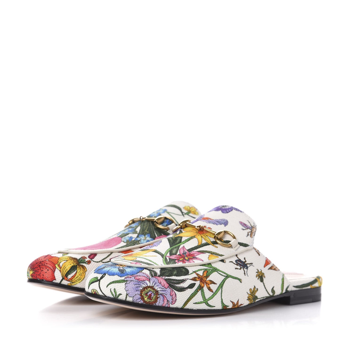 Canvas Flora Womens Princetown Slippers 39.5 White Multicolor