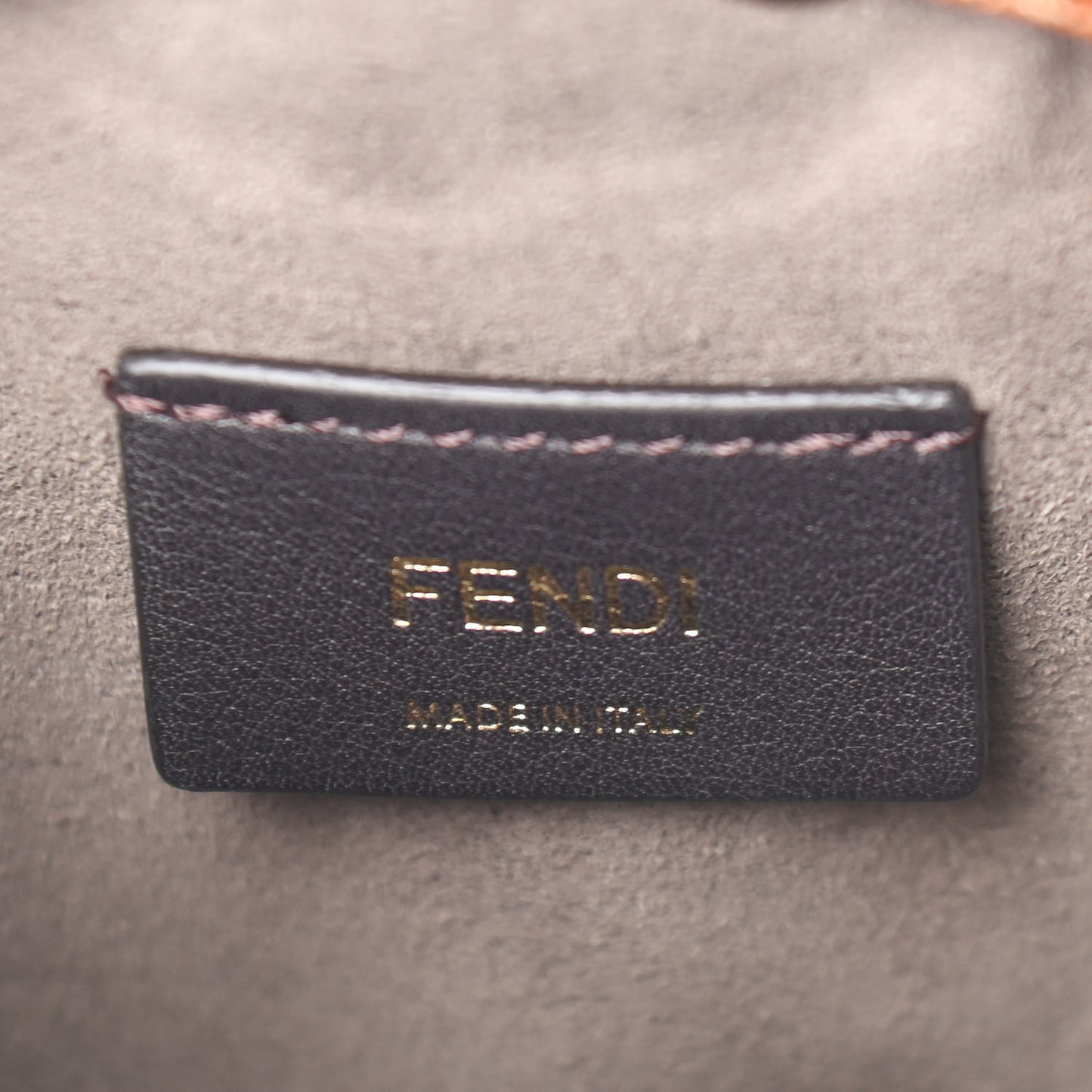 Vitello King F is Fendi Logo Embossed Mini Mon Tresor Bucket Bag Cuoio