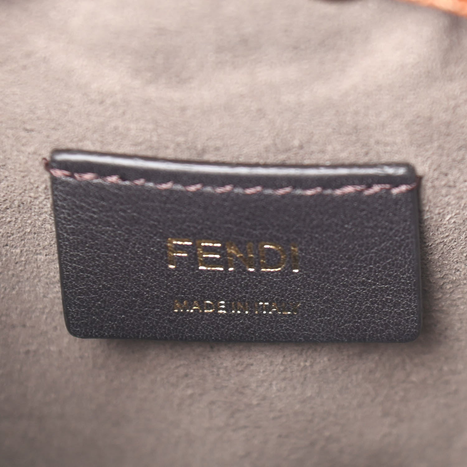 Fendi Vitello King F is Fendi Logo Embossed Mini Mon Tresor Bucket Bag Cuoio 6 of 9