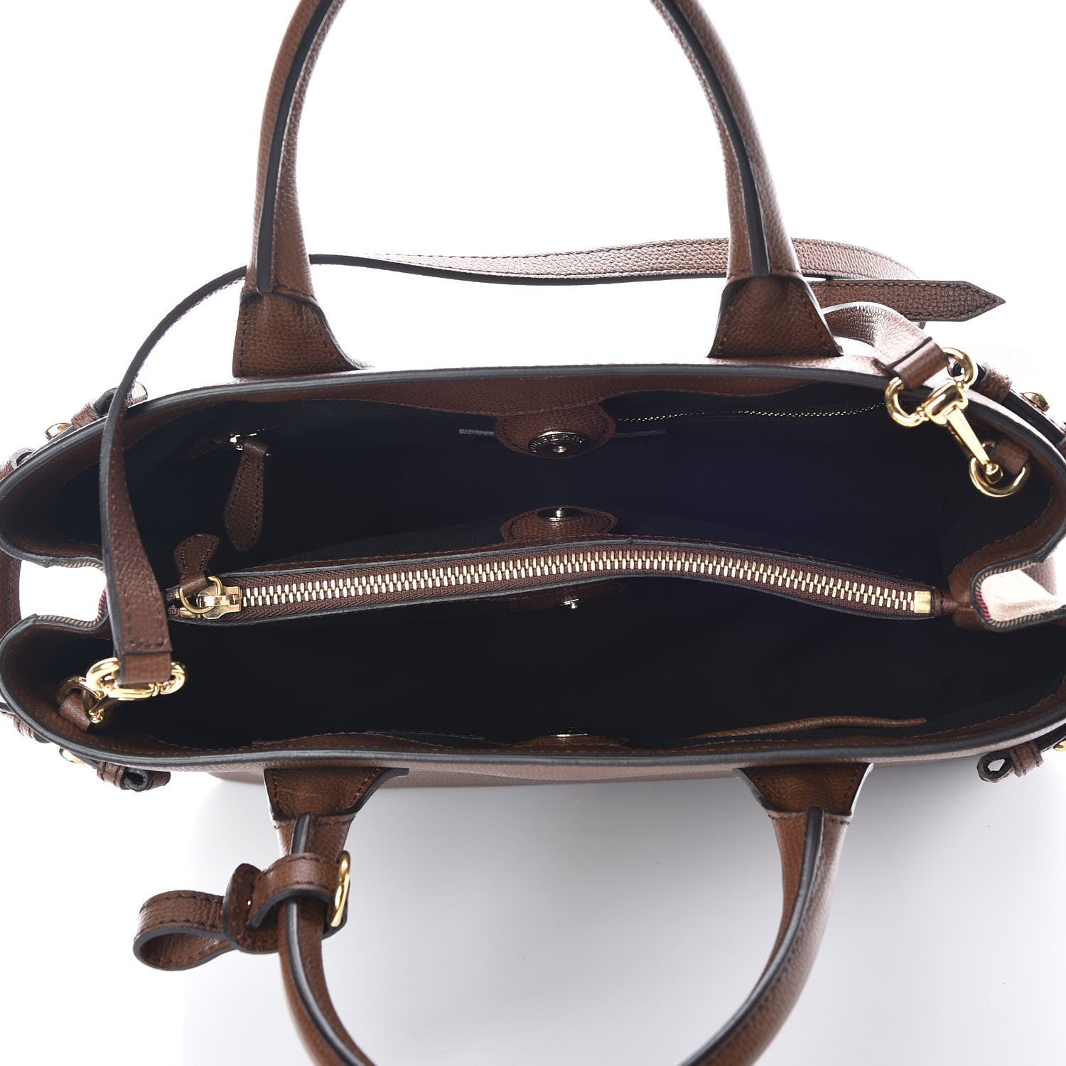 Burberry Grainy Calfskin House Check Medium Banner Tote Tan 5 of 10