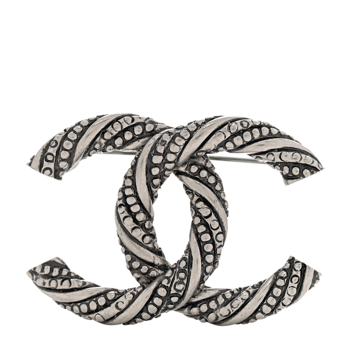 Metal CC Brooch Silver