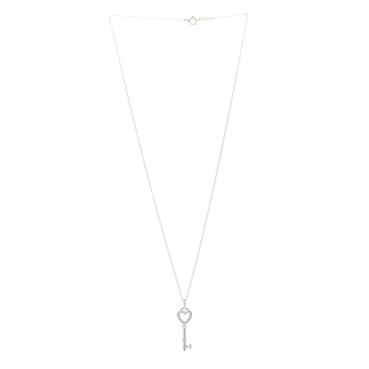 Tiffany Sterling Silver Mini Heart Key Pendant Necklace 2 of 3