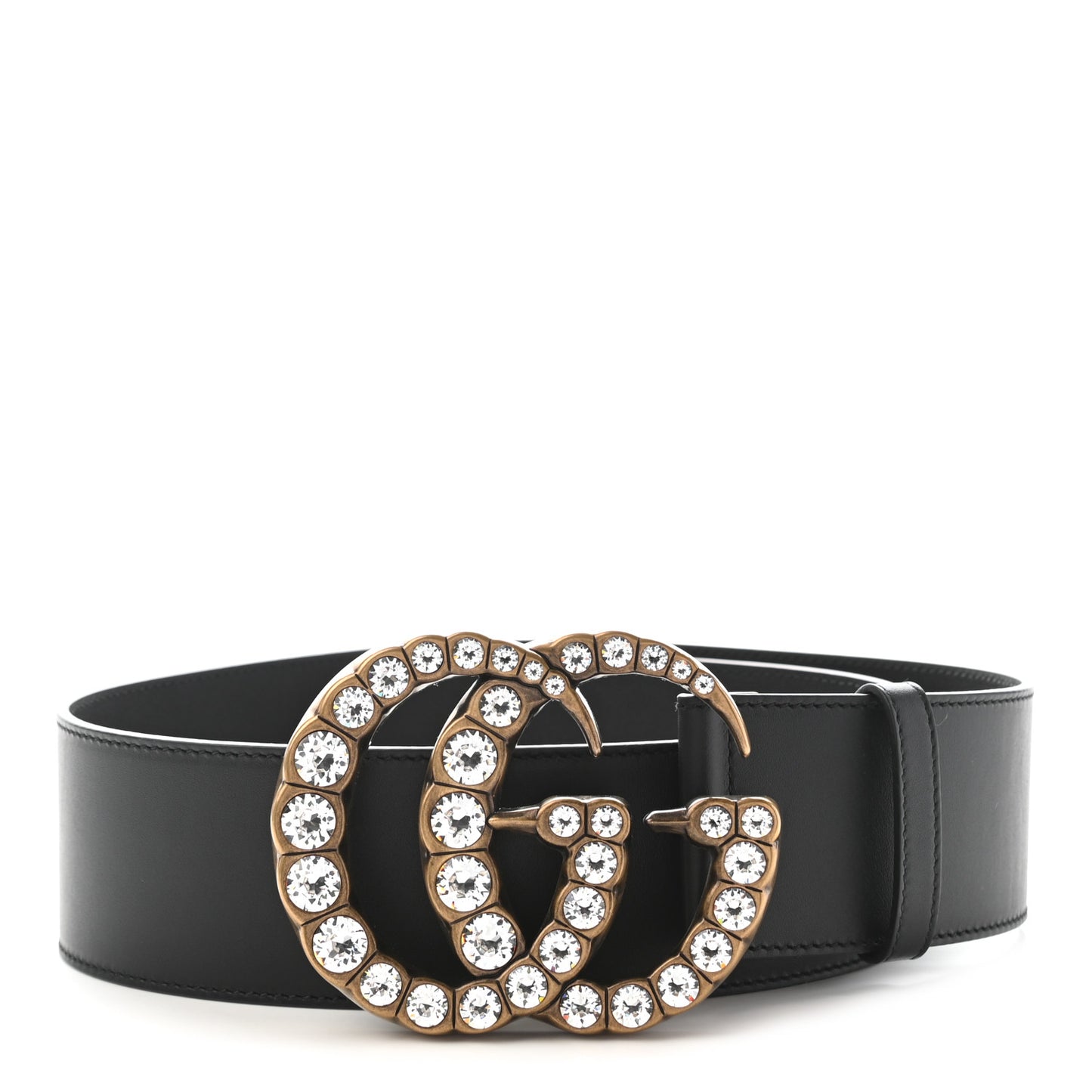 Calfskin Crystal Double G 55mm Belt 80 32 Black