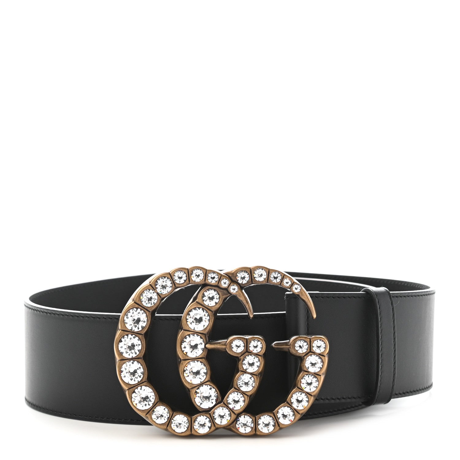 Gucci Calfskin Crystal Double G 55mm Belt 80 32 Black 1 of 5