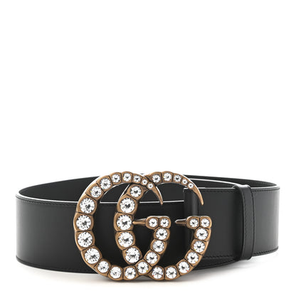 Gucci Calfskin Crystal Double G 55mm Belt 80 32 Black 1 of 5