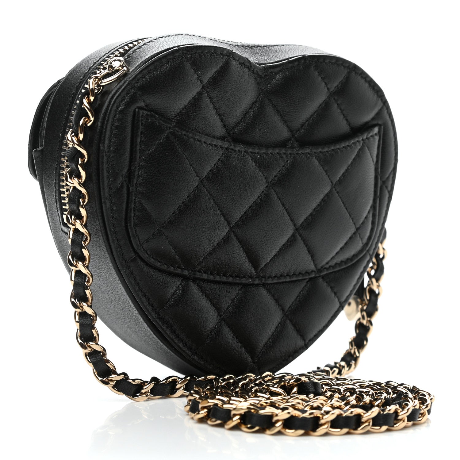 Chanel Lambskin Quilted CC In Love Heart Clutch With Chain Black 3 of 11
