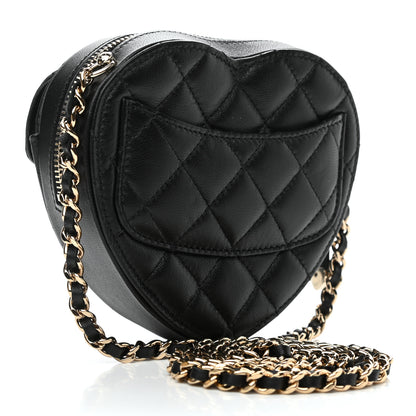 Chanel Lambskin Quilted CC In Love Heart Clutch With Chain Black 3 of 11