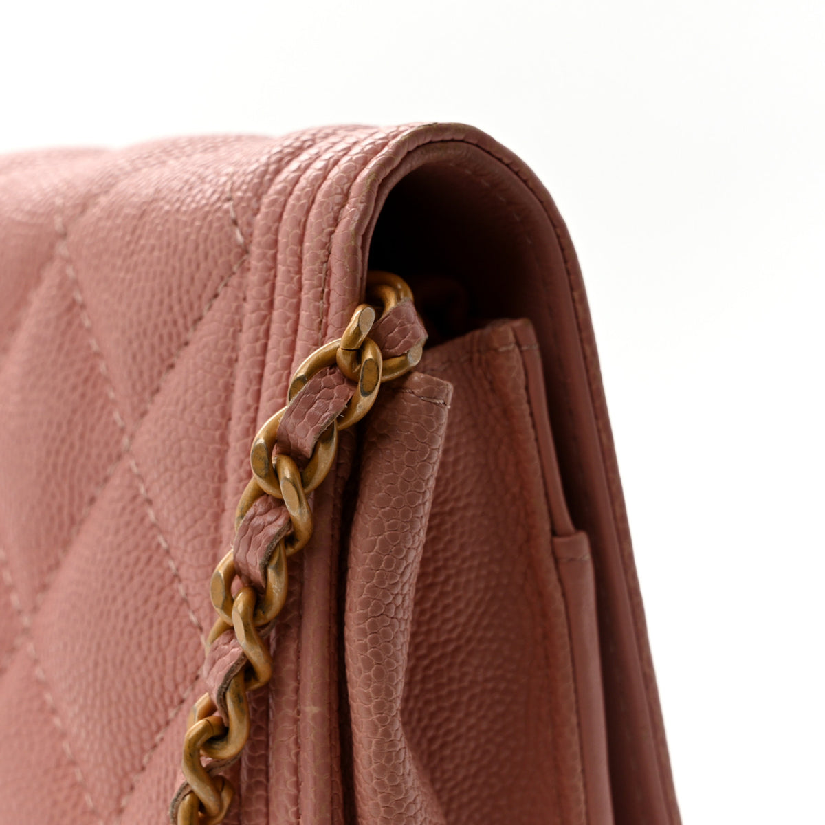 Chanel Caviar Quilted Boy Wallet On Chain WOC Pink 13 of 15