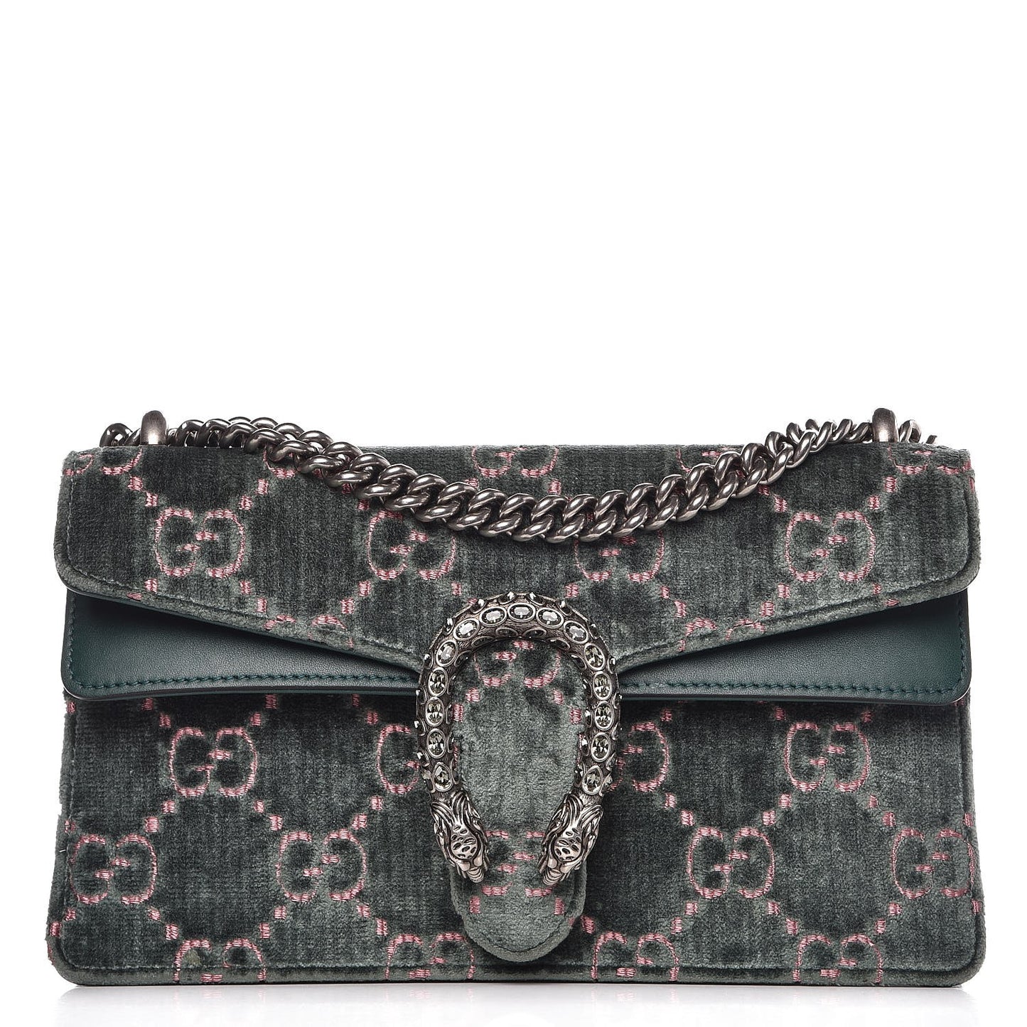 Velvet Moon Calfskin Crystal GG Monogram Small Dionysus Shoulder Bag Avio Dusty Pink Black Diamond