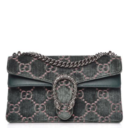 Gucci Velvet Moon Calfskin Crystal GG Monogram Small Dionysus Shoulder Bag Avio Dusty Pink Black Diamond 1 of 12