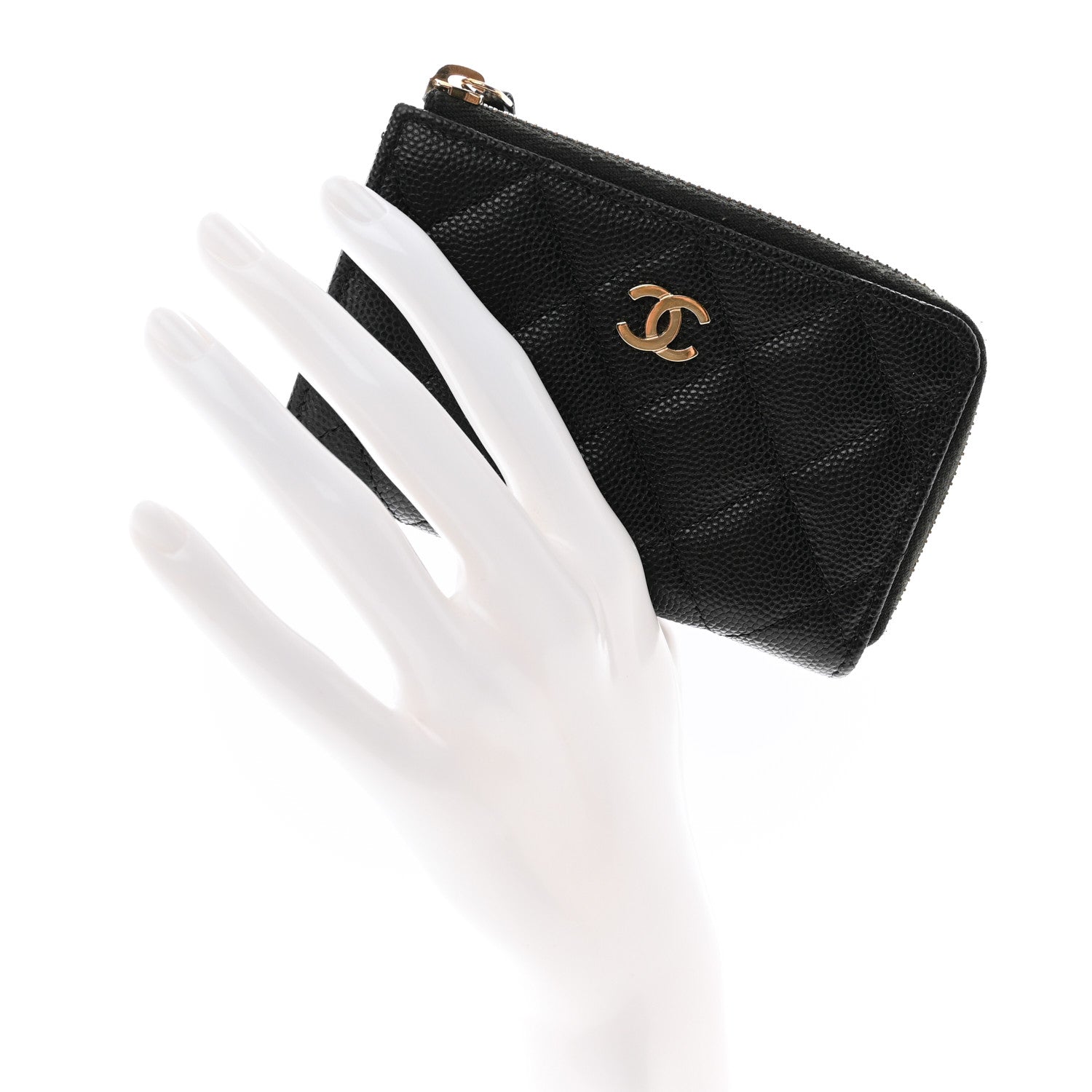 Chanel Caviar Quilted Zipped Key Holder Case Black 2 of 7