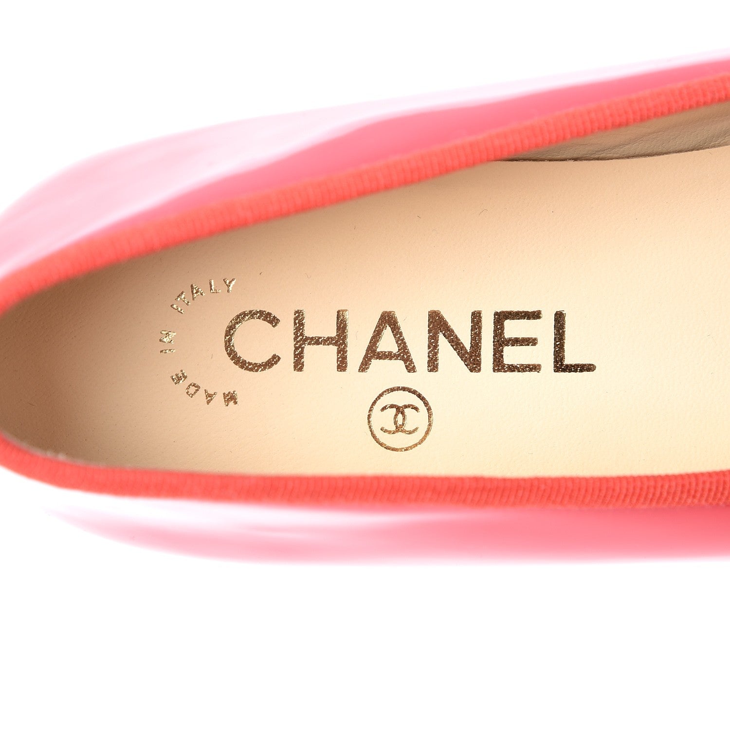 Chanel Patent Calfskin CC Cap Toe Ballerina Flats 39 Coral 7 of 9