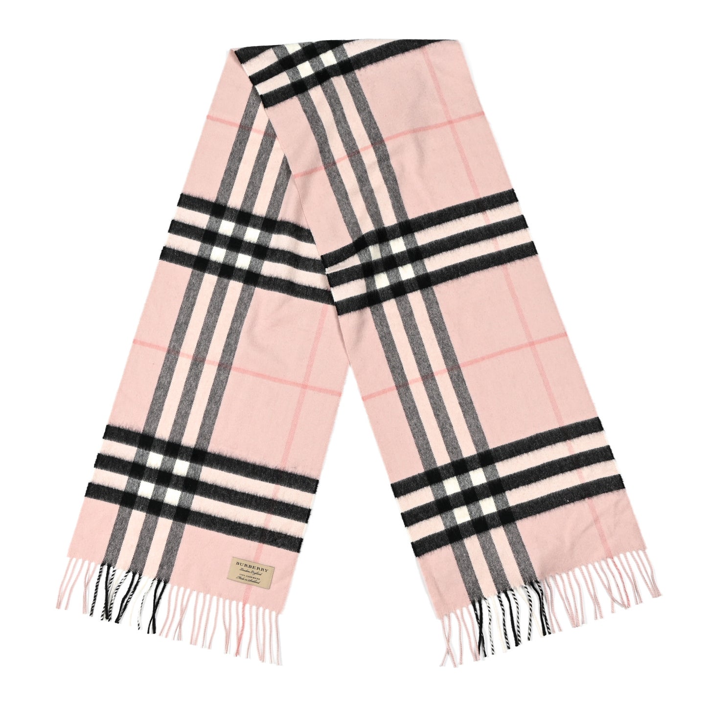 Cashmere Giant Heritage Check Fringe Scarf Ash Rose