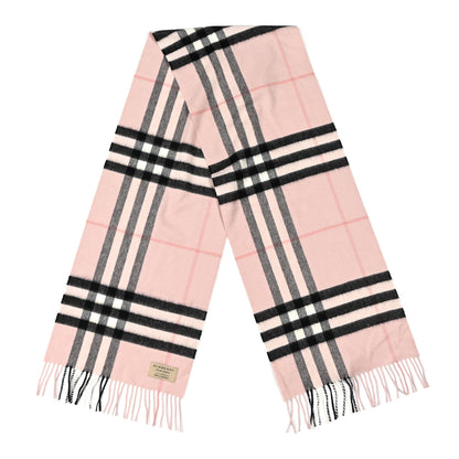 Burberry Cashmere Giant Heritage Check Fringe Scarf Ash Rose 2 of 4