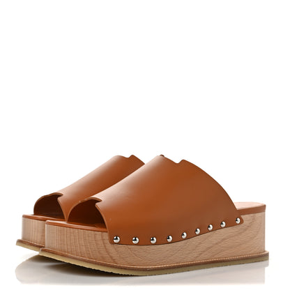 Hermes Calfskin Ellipse Mules 39 Marron Glaise 3 of 9