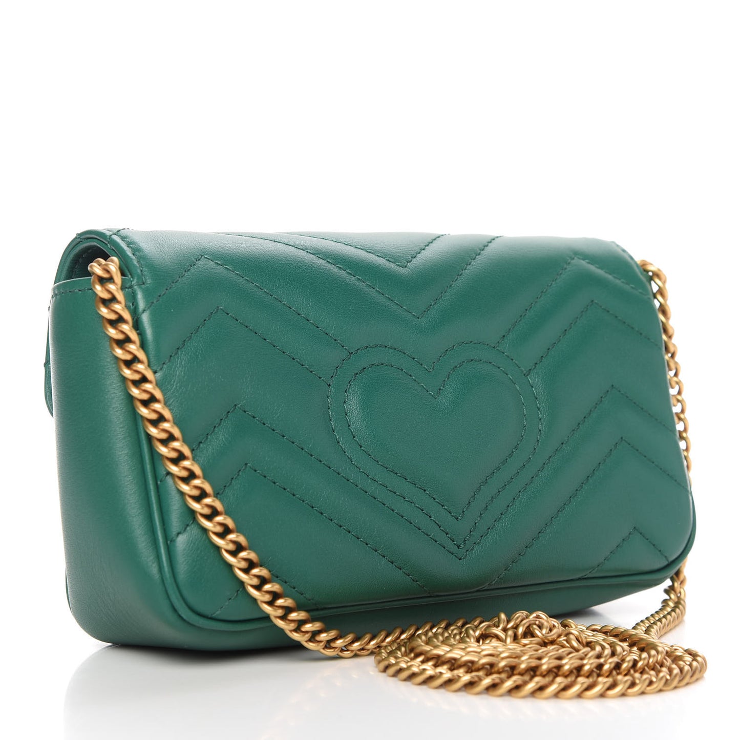 Calfskin Matelasse Super Mini GG Marmont Shoulder Bag Emerald Green