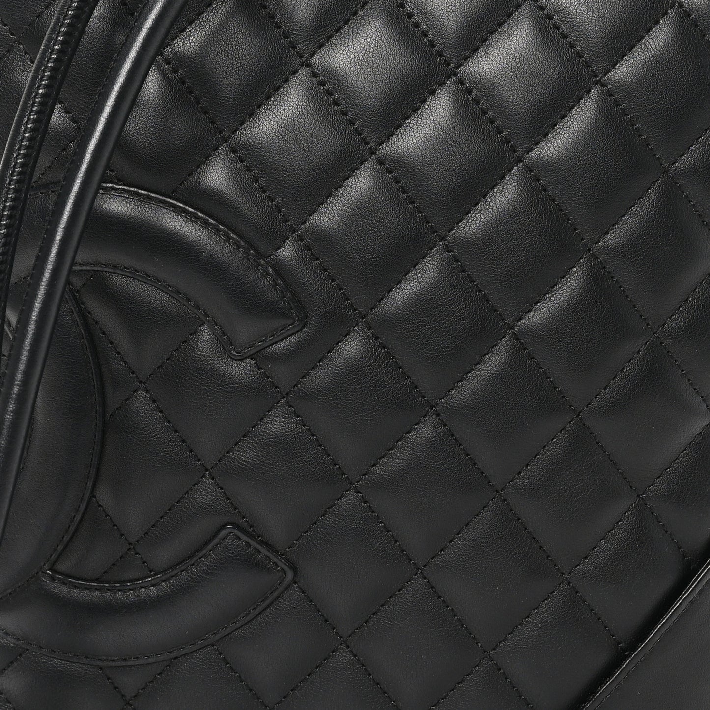 Calfskin Quilted Medium Cambon Messenger Black