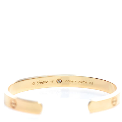 Cartier 18K Yellow Gold 1 Diamond LOVE Cuff Bracelet 16 3 of 4