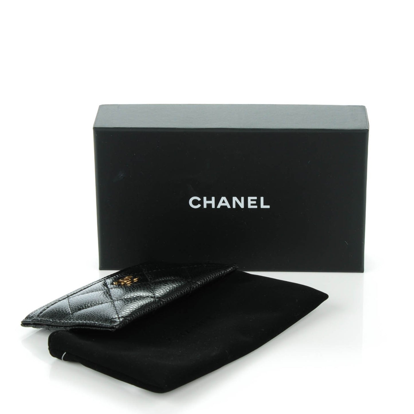 Caviar Quilted Card Holder Black