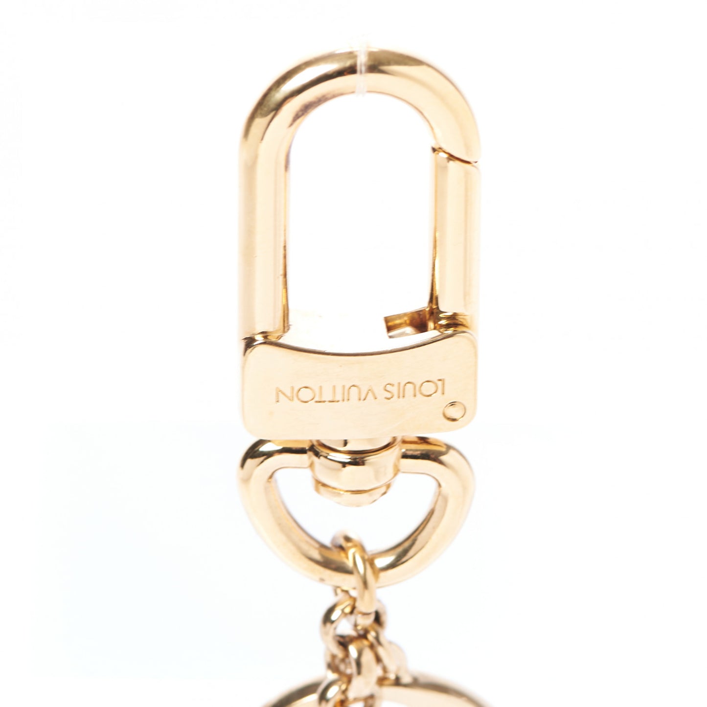 Brass Enamel Fleur De Monogram Bag Charm Chain Gold