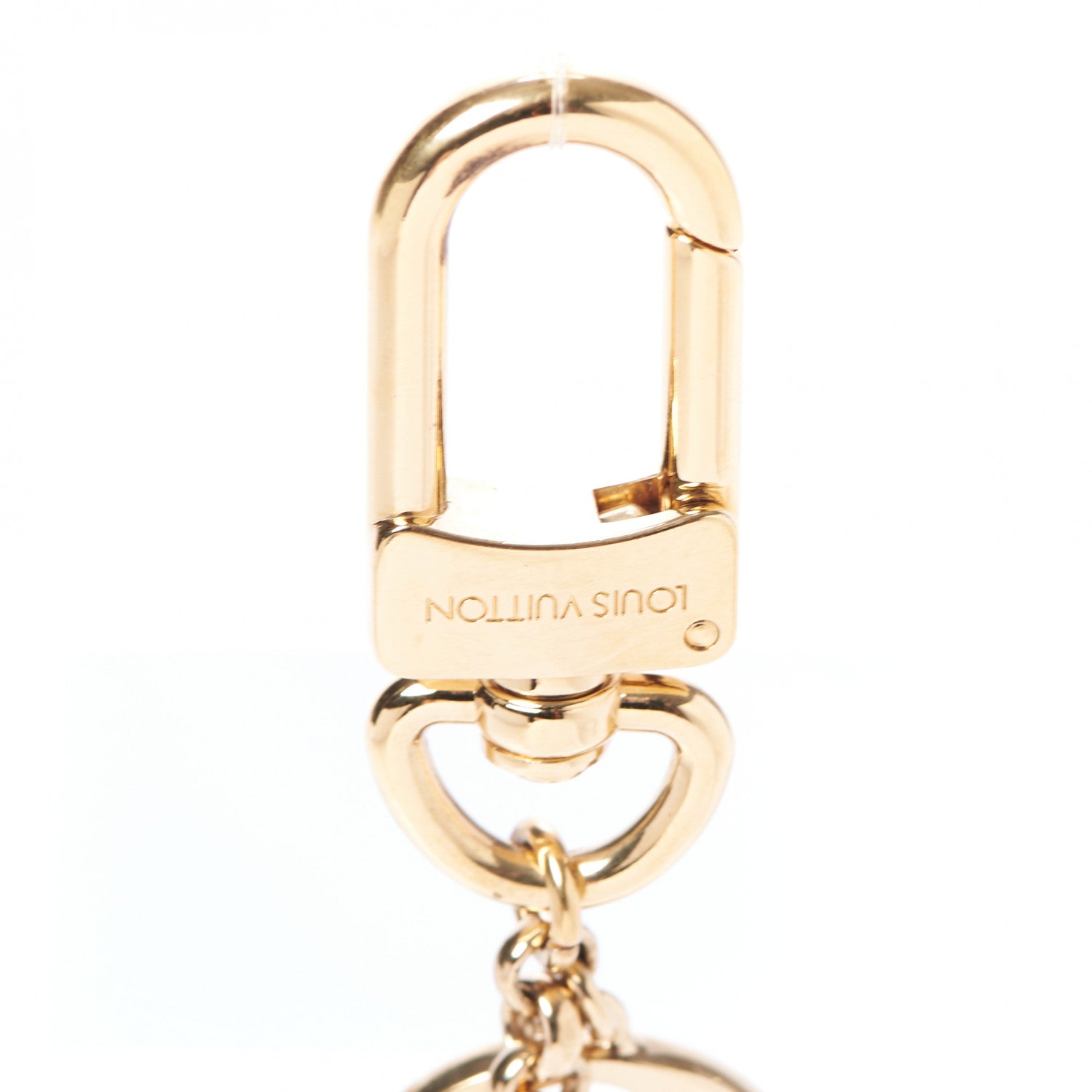 Louis Vuitton Brass Enamel Fleur De Monogram Bag Charm Chain Gold 4 of 5