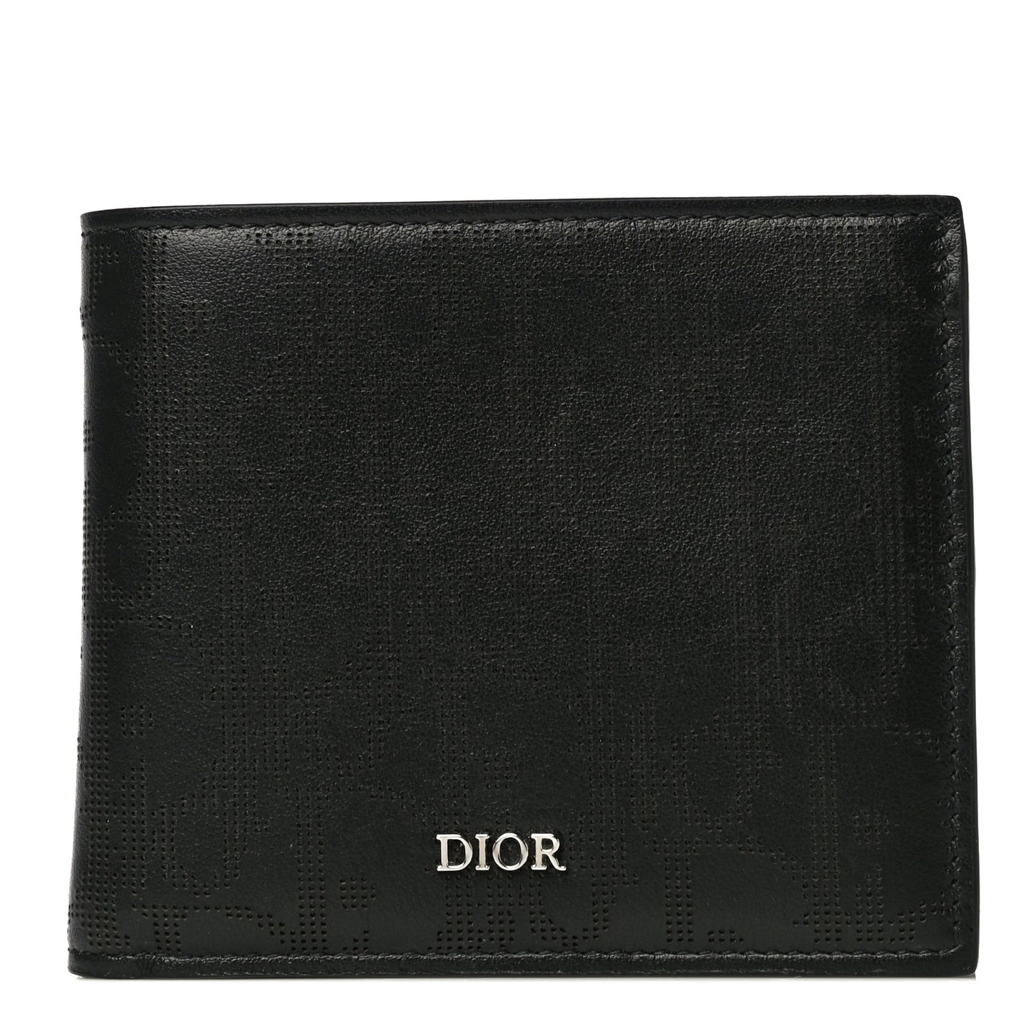 Calfskin Perforated Oblique Bi-Fold Do Galaxy Wallet Black