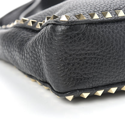 Valentino Garavani Pebbled Calfskin Mini Rockstud Flip-Lock Messenger Bag Black 8 of 9