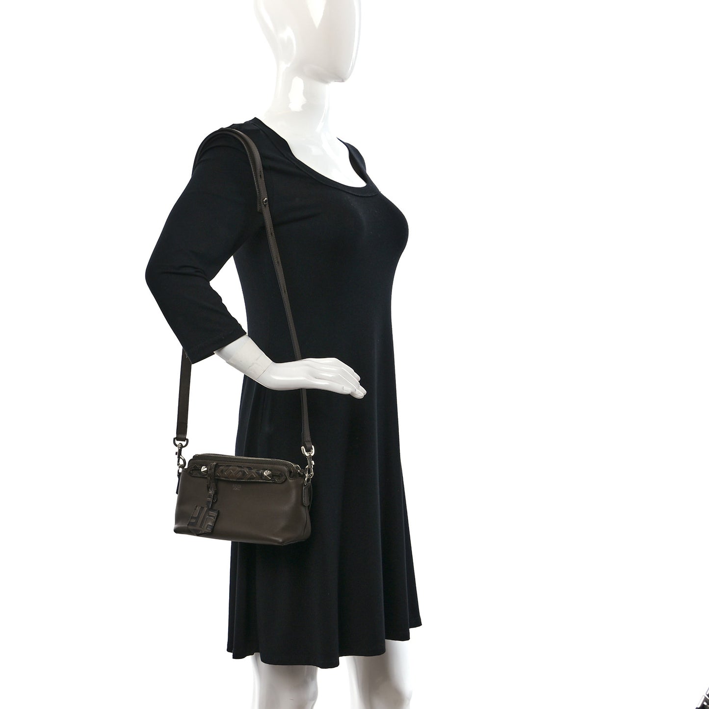 Vitello Dolce Bi-Color FF 1974 Embossed Mini By The Way Boston Bag Maya Black