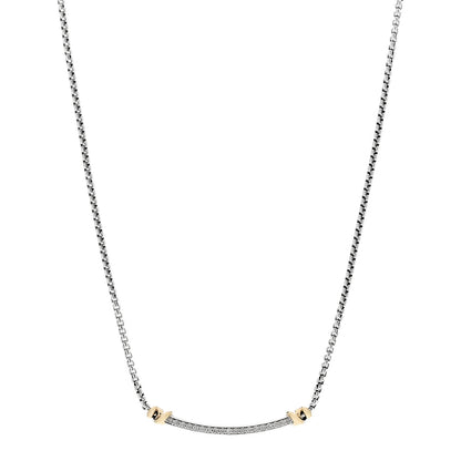 David Yurman Sterling Silver 18K Yellow Gold Diamond Petite Helena Wrap Station Necklace 1 of 4