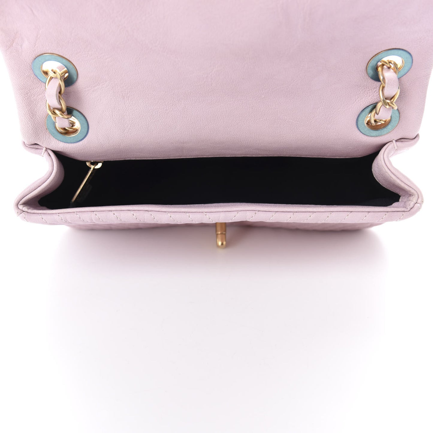 Calfskin Surpique Chevron Small Flap Pink