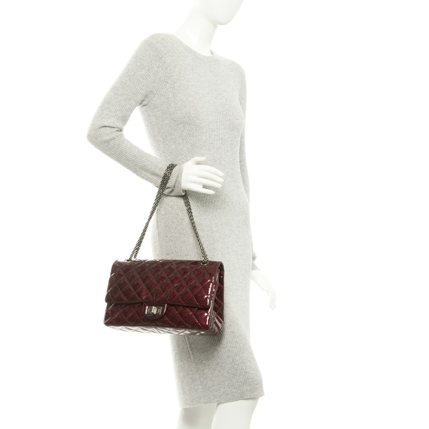 Patent Quilted 2.55 Reissue 227 Flap Light Burgundy