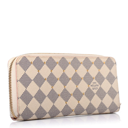 Louis Vuitton Damier Azur Studded Clemence Wallet Rose Ballerine 2 of 4