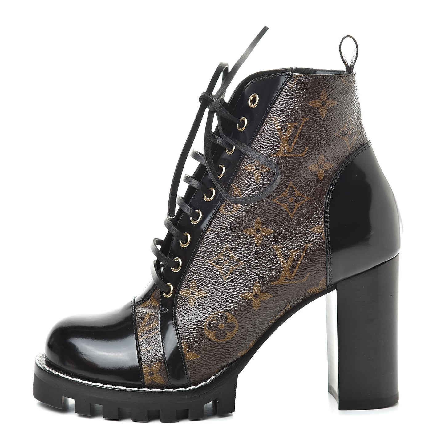 Patent Calfskin Monogram Star Trail Ankle Boots 39 Black