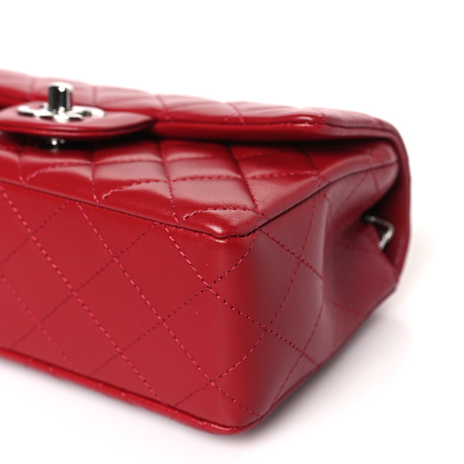 Chanel Lambskin Quilted Mini Rectangular Flap Red 9 of 10