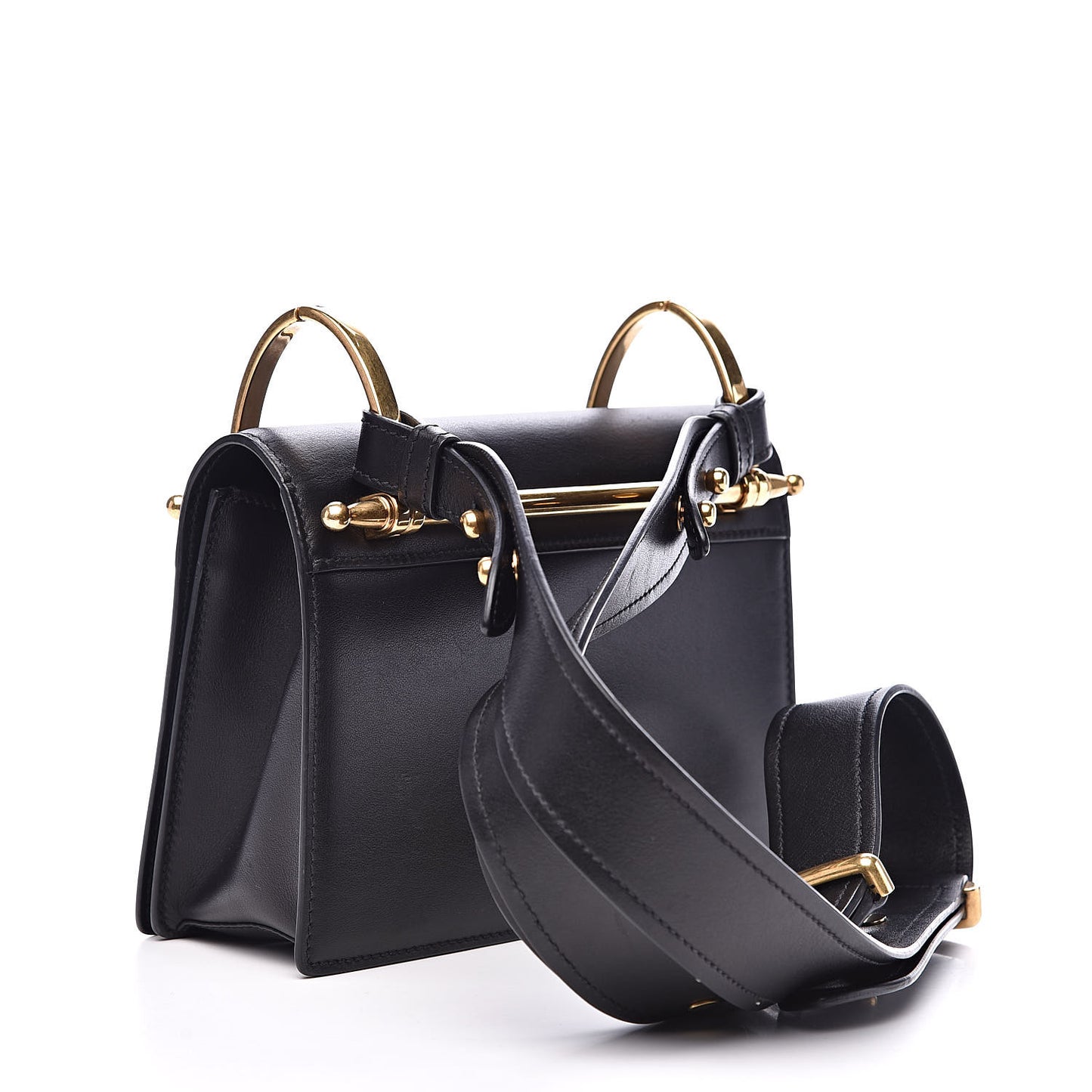 Vitello Antic Soft Pattina Shoulder Bag Black