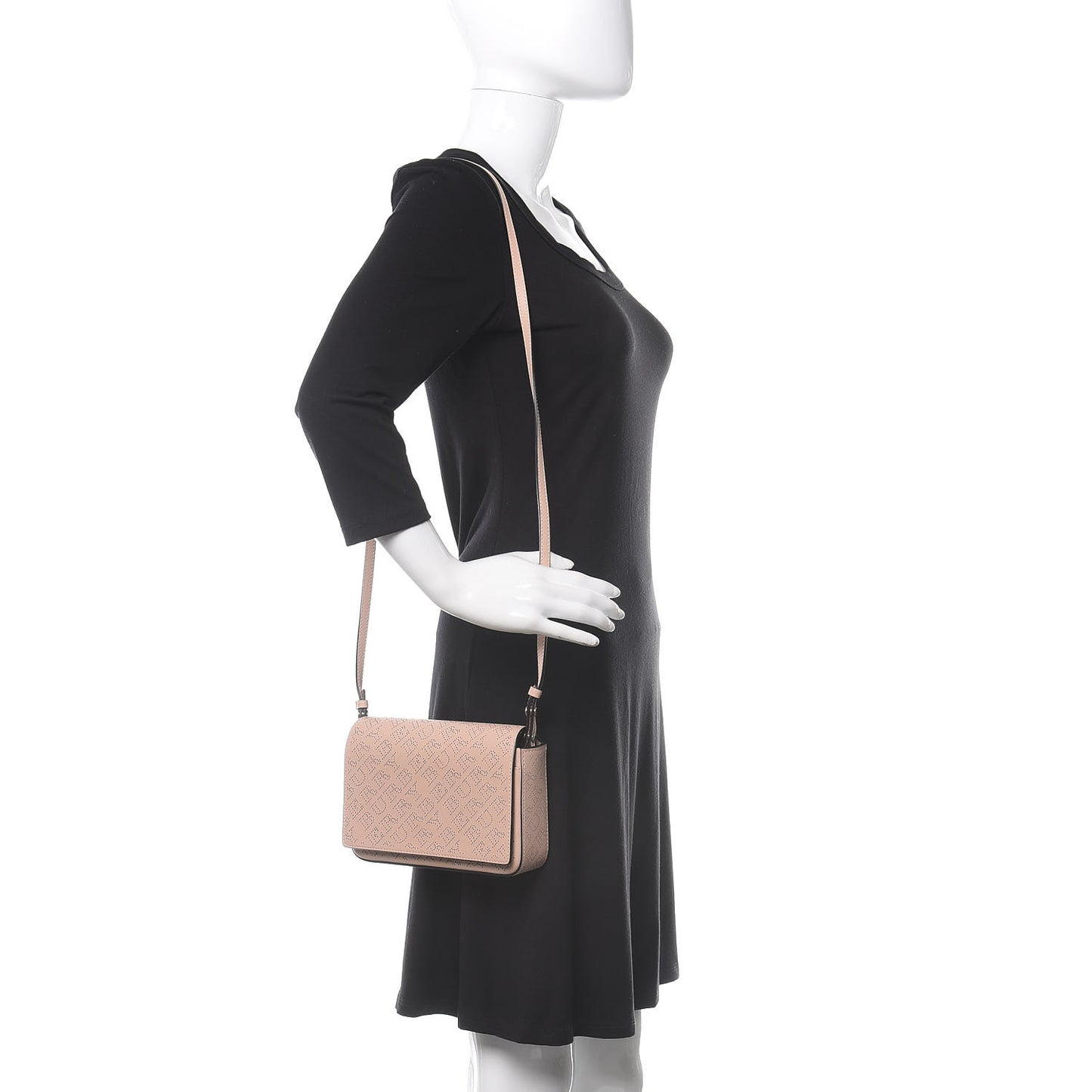 Calfskin Perforated Hampshire Crossbody Pale Fawn Pink