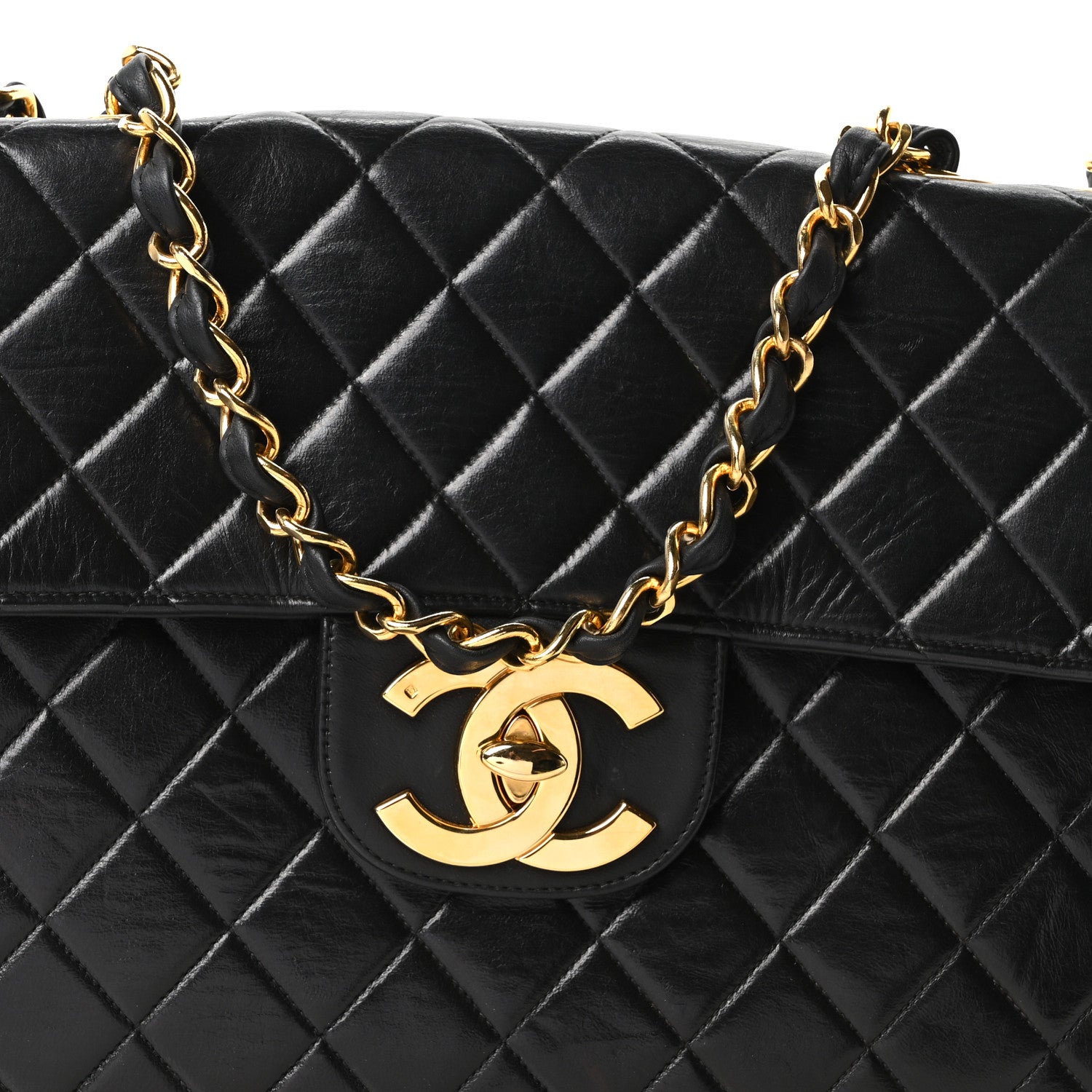 Chanel Lambskin Quilted XL Jumbo Single Flap Black 9 of 11