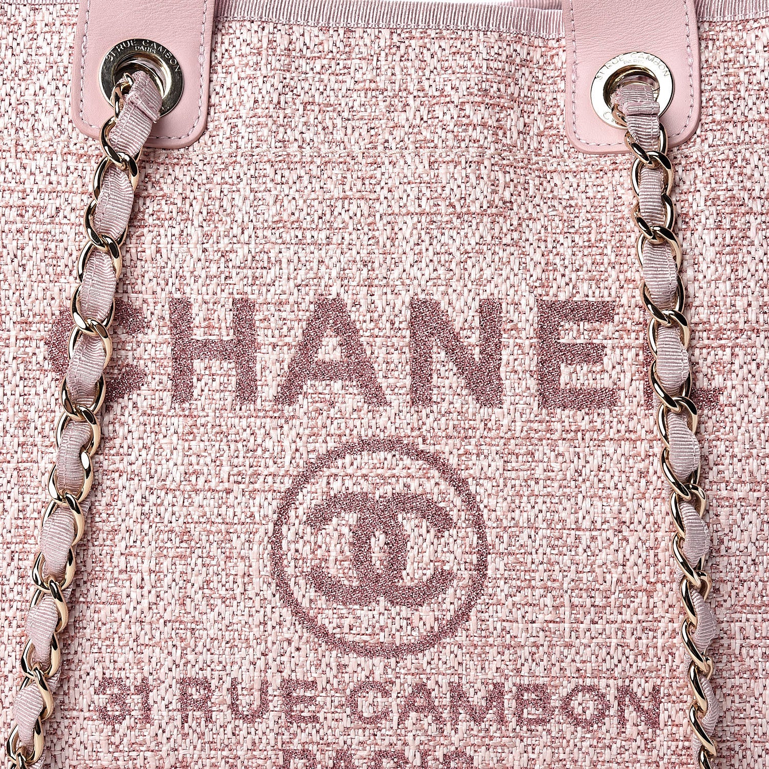 Chanel Straw Lurex Large Deauville Tote Pink 8 of 10