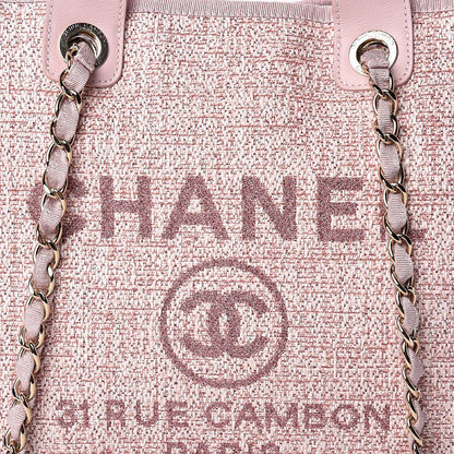 Chanel Straw Lurex Large Deauville Tote Pink 8 of 10