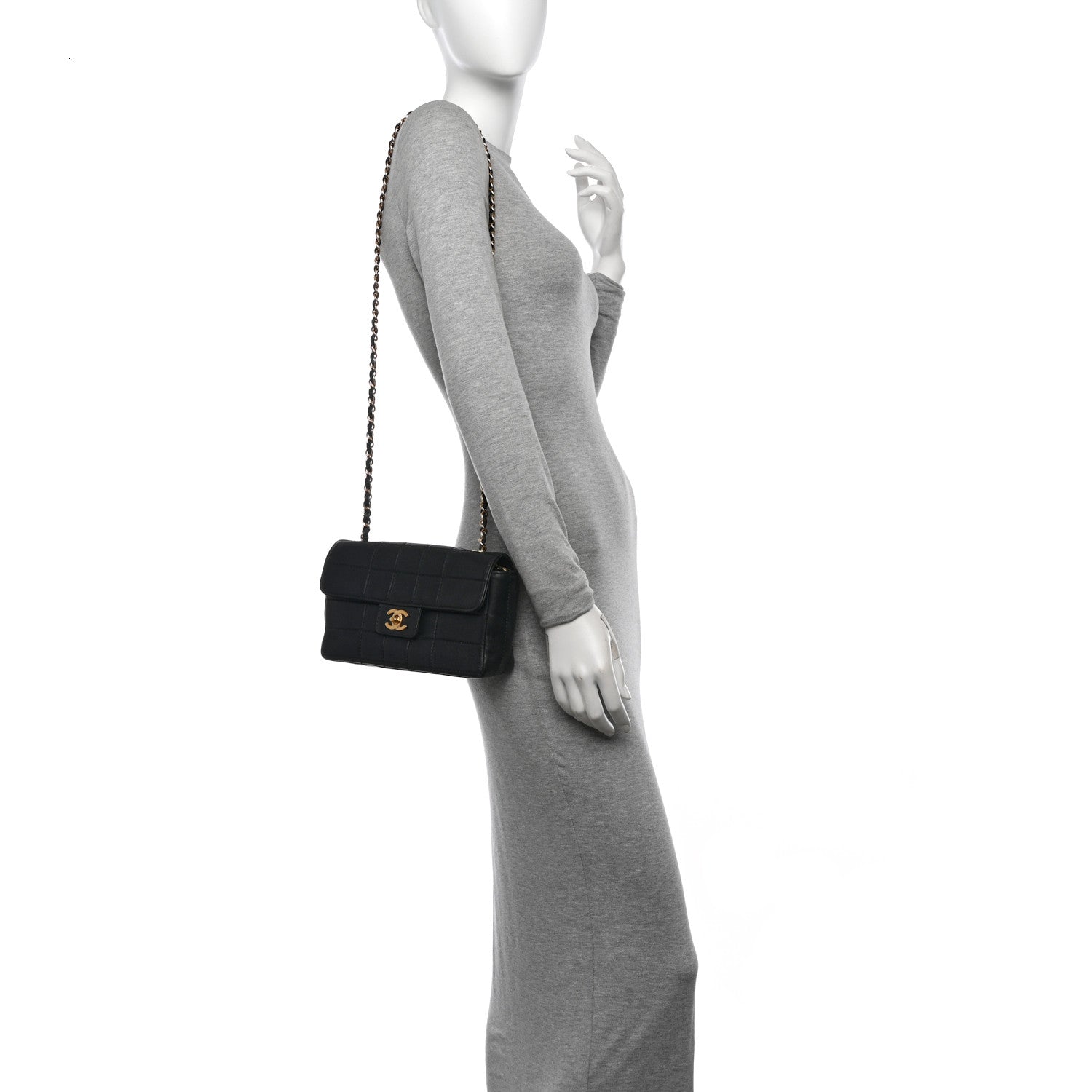Chanel Lambskin Stitched Chocolate Bar Single Flap Black 2 of 15