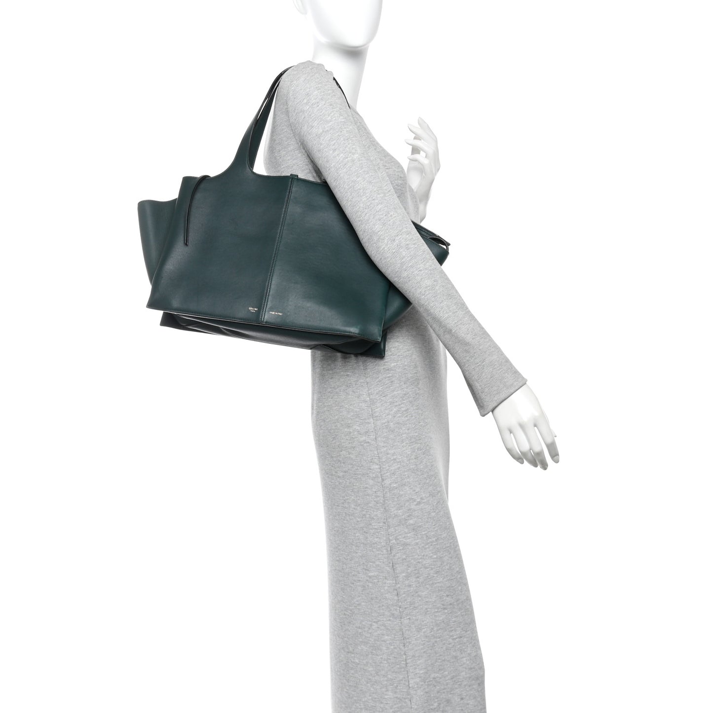 Smooth Calfskin Medium Tri-Fold Bag Bottle Green
