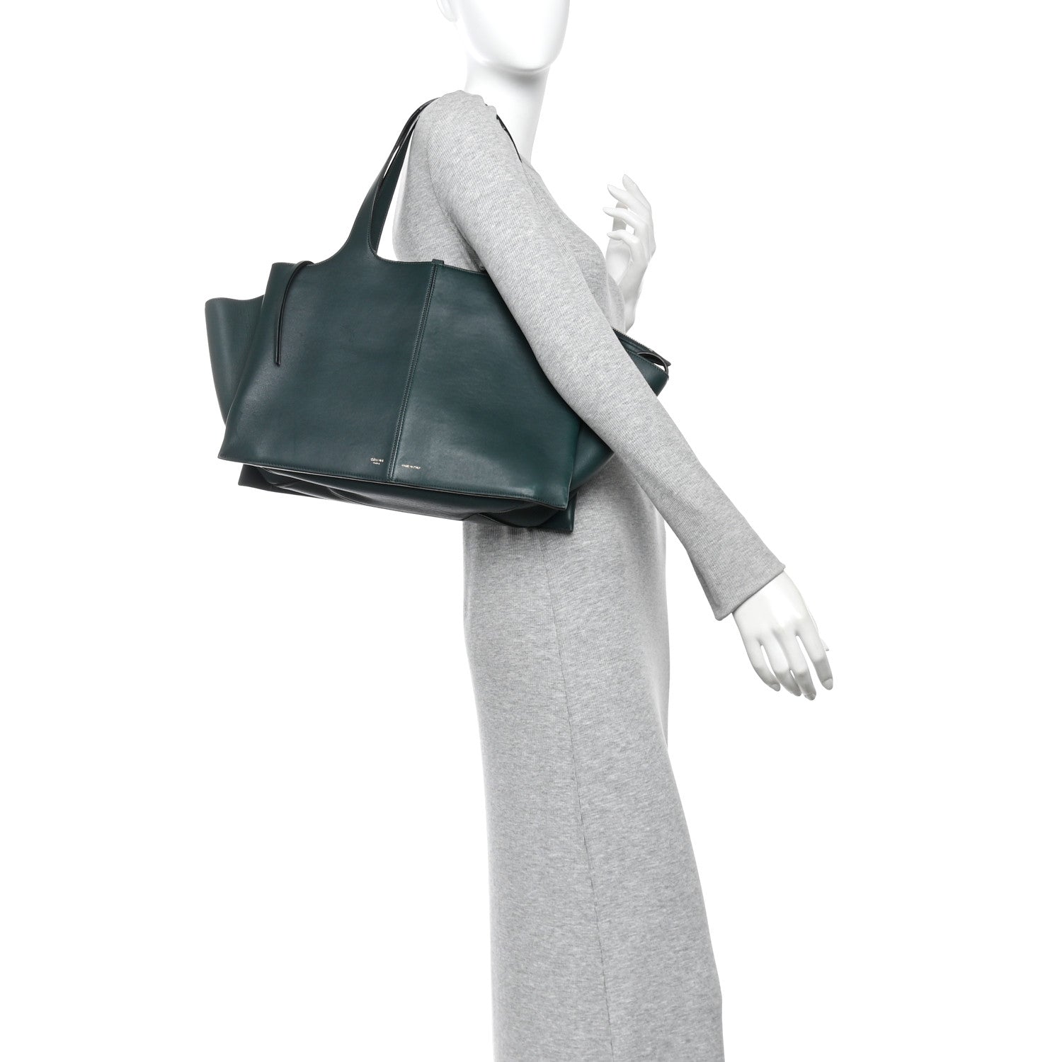 Celine Smooth Calfskin Medium Tri-Fold Bag Bottle Green 2 of 14