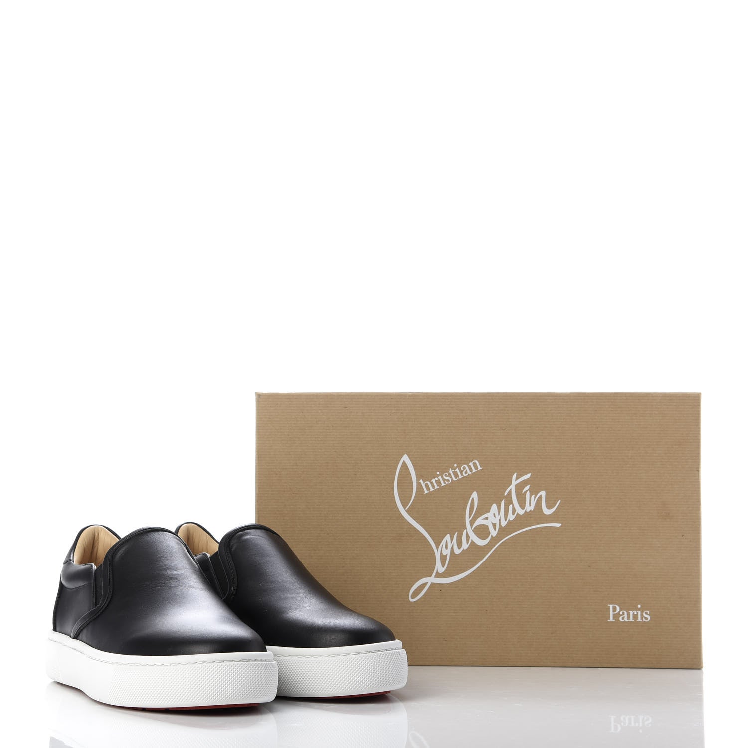 Christian Louboutin Calfskin Slip On Flat Sneakers 39.5 Black 8 of 8