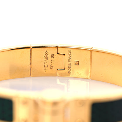 Hermes Lizard Charniere Cuir Narrow Hinged Bracelet S Vert Moyen 4 of 8